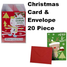 Christmas Card & Envelope - 20 Piece, Assorted   